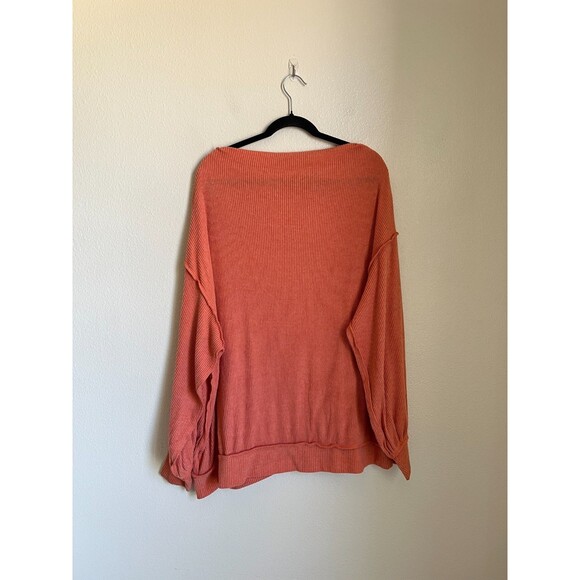 We The Free Main Squeeze Hacci Top in Salmon (Orange) Size LARGE - Picture 3 of 6